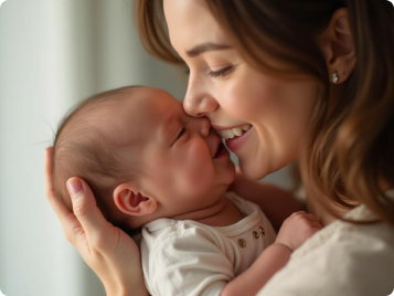 Mãe e bebê em um momento de afeto